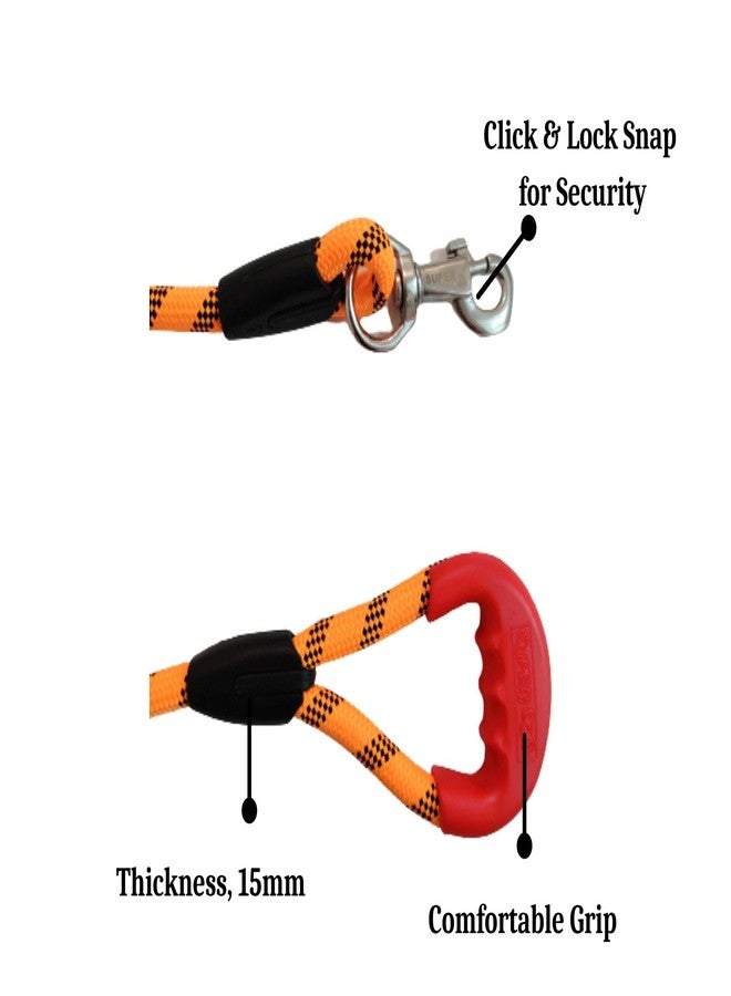 PawCloud Nylon Dog Rope Leash with Grip, Large - (4ft), Orange - Image 3