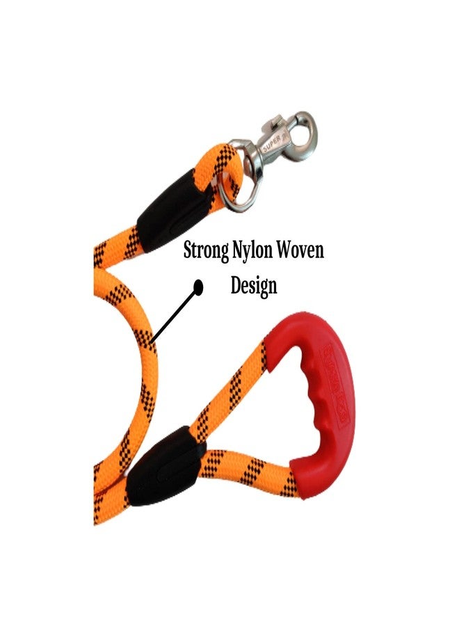 PawCloud Nylon Dog Rope Leash with Grip, Large - (4ft), Orange - Image 2