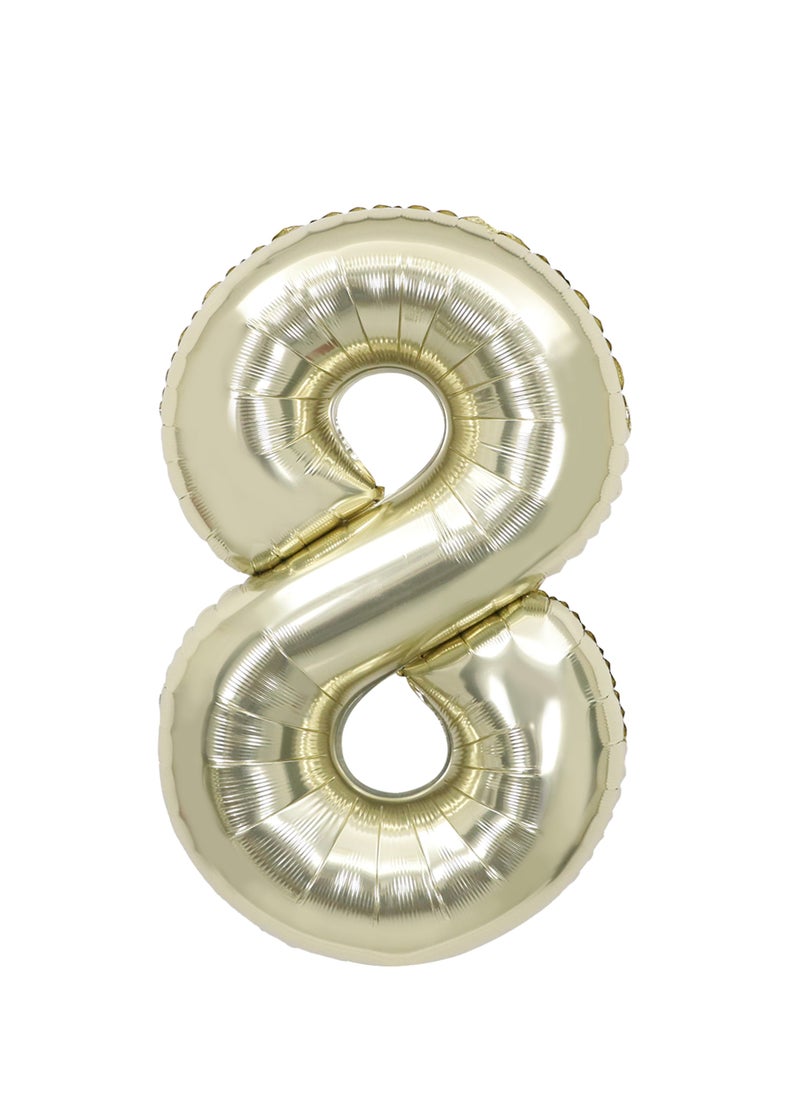 Party Zone White Gold Foil Balloon Number 8 33" 