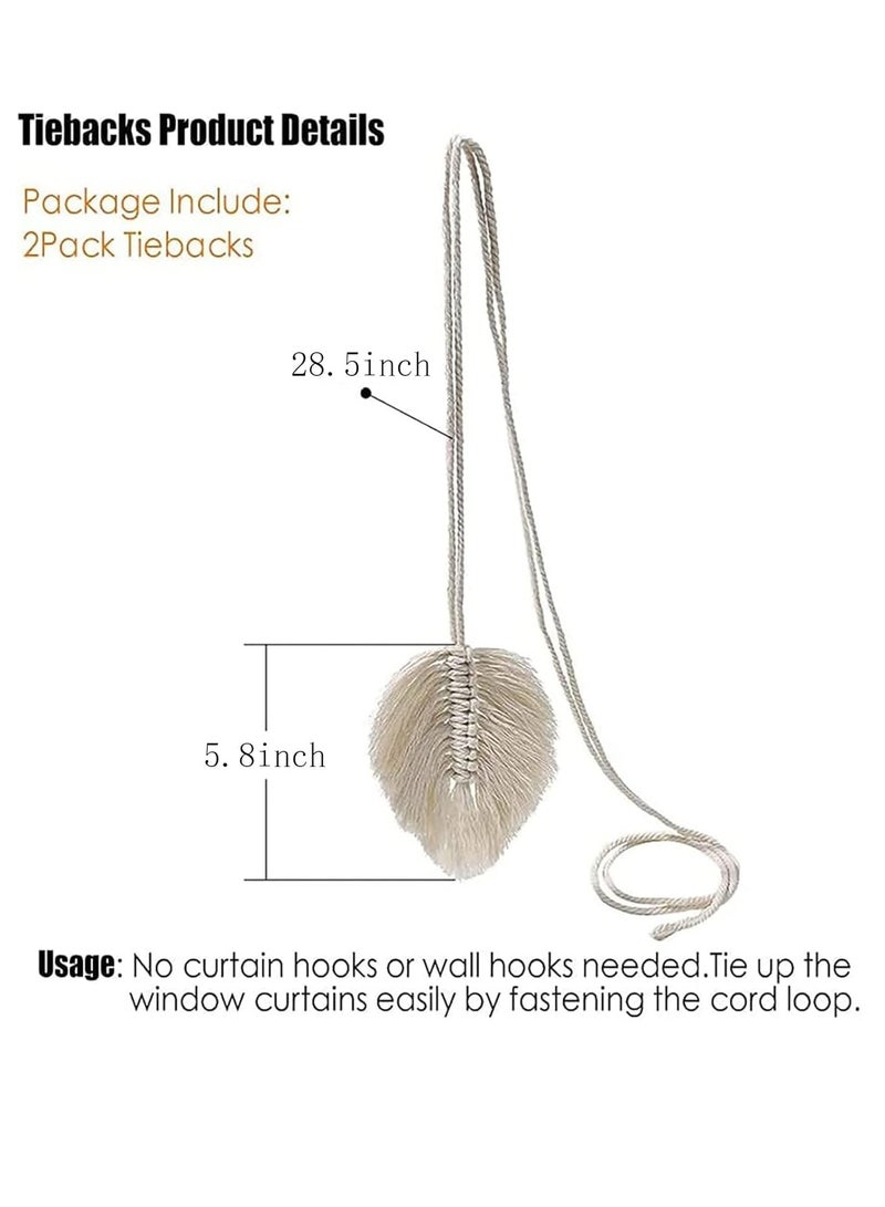 Beauenty 1 Pcs Curtain Tiebacks Handmade Holdbacks, Farmhouse Curtain Tie Back Holder by Hand-Woven Cotton Rope for Window Sheer Drapes Indoor Outdoor - Image 3