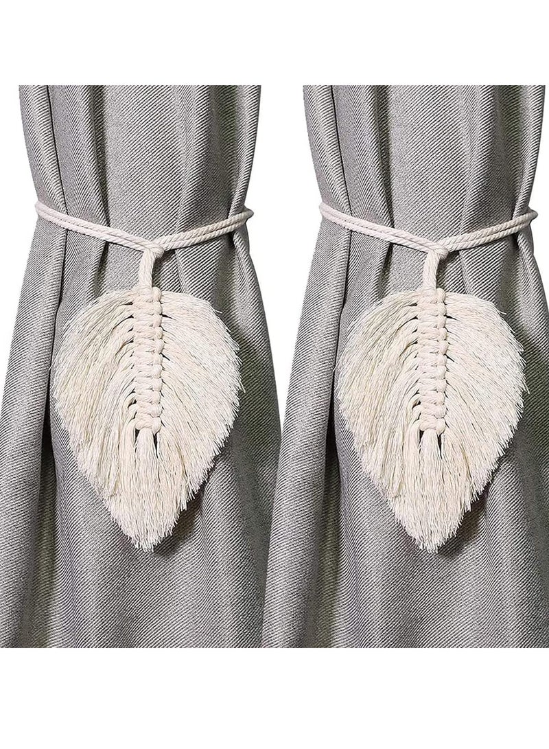 Beauenty 1 Pcs Curtain Tiebacks Handmade Holdbacks, Farmhouse Curtain Tie Back Holder by Hand-Woven Cotton Rope for Window Sheer Drapes Indoor Outdoor - Image 2