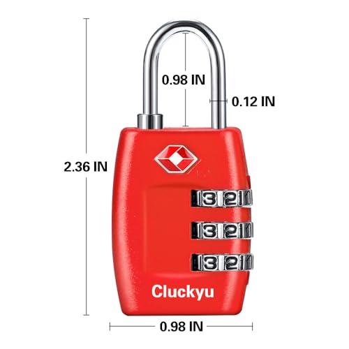 Cluckyu TSA Luggage Locks (4Pack) - 3 Digit Combination Padlocks - Approved Travel Lock for Suitcases & Baggage (Red) - Image 5