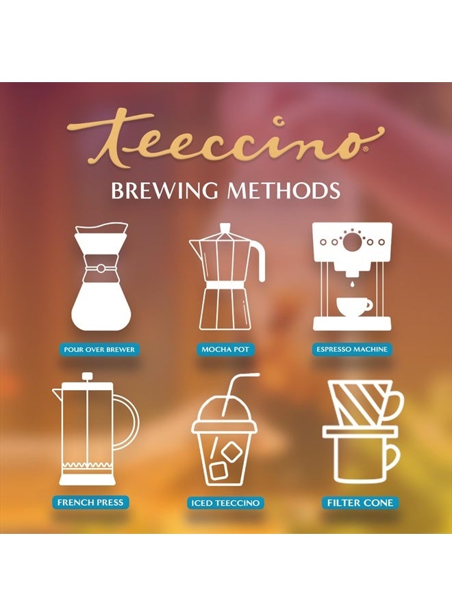 teeccino Dandelion Caramel Nut Herbal Coffee - Caffeine-Free Coffee Alternative with Prebiotics, Gluten Free, Acid Free - Medium Roast, 10 oz - Image 4