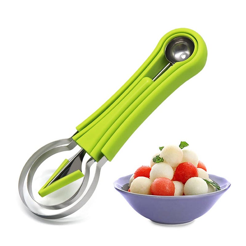 Suuker Melon Baller Scoop Set4 In 1 fruit cutters shapes watermelon scooper fruit scooper and baller fruit carving toolsGreen
