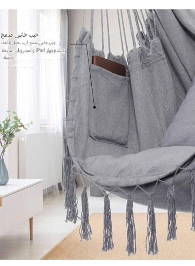 فاشون هوم كرسي أرجوحة معلق فاخر من بوهو، قوي وآمن للاستخدام الخارجي والداخلي وديكور غرفة النوم، سهل التجميع، كرسي أرجوحة مبطن مريح - Image 2