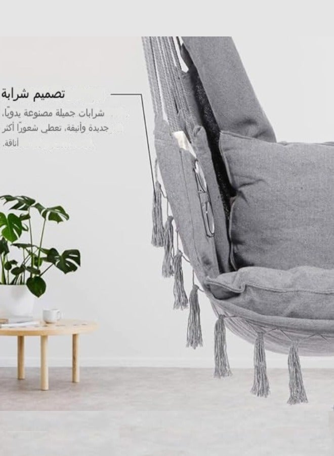 فاشون هوم كرسي أرجوحة معلق فاخر من بوهو، قوي وآمن للاستخدام الخارجي والداخلي وديكور غرفة النوم، سهل التجميع، كرسي أرجوحة مبطن مريح - Image 3