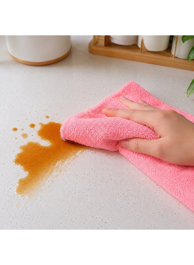 فوطة تنظيف كورال فليس عالية الكثافة 40×35 سم – فائقة النعومة وخالية من الوبر والخطوط لتنظيف السيارة والمطبخ والمنزل – وردي - Image 1