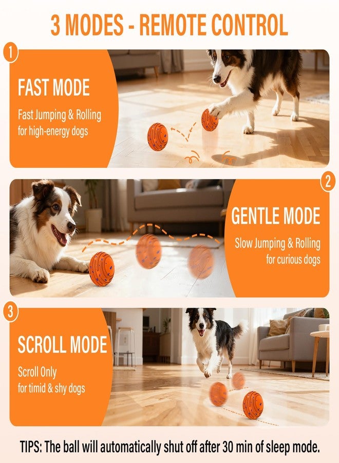 VOXGET Smart Interactive Dog Toy Ball, Automatic 3 Modes Moving Ball with Remote Control for Medium Large Dogs, Rechargeable Waterproof E-TPU Bounce & Rotate Dog Toy to Keep Busy (Bright Orange) - Image 5