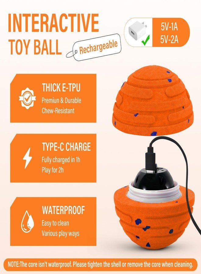 VOXGET Smart Interactive Dog Toy Ball, Automatic 3 Modes Moving Ball with Remote Control for Medium Large Dogs, Rechargeable Waterproof E-TPU Bounce & Rotate Dog Toy to Keep Busy (Bright Orange) - Image 2