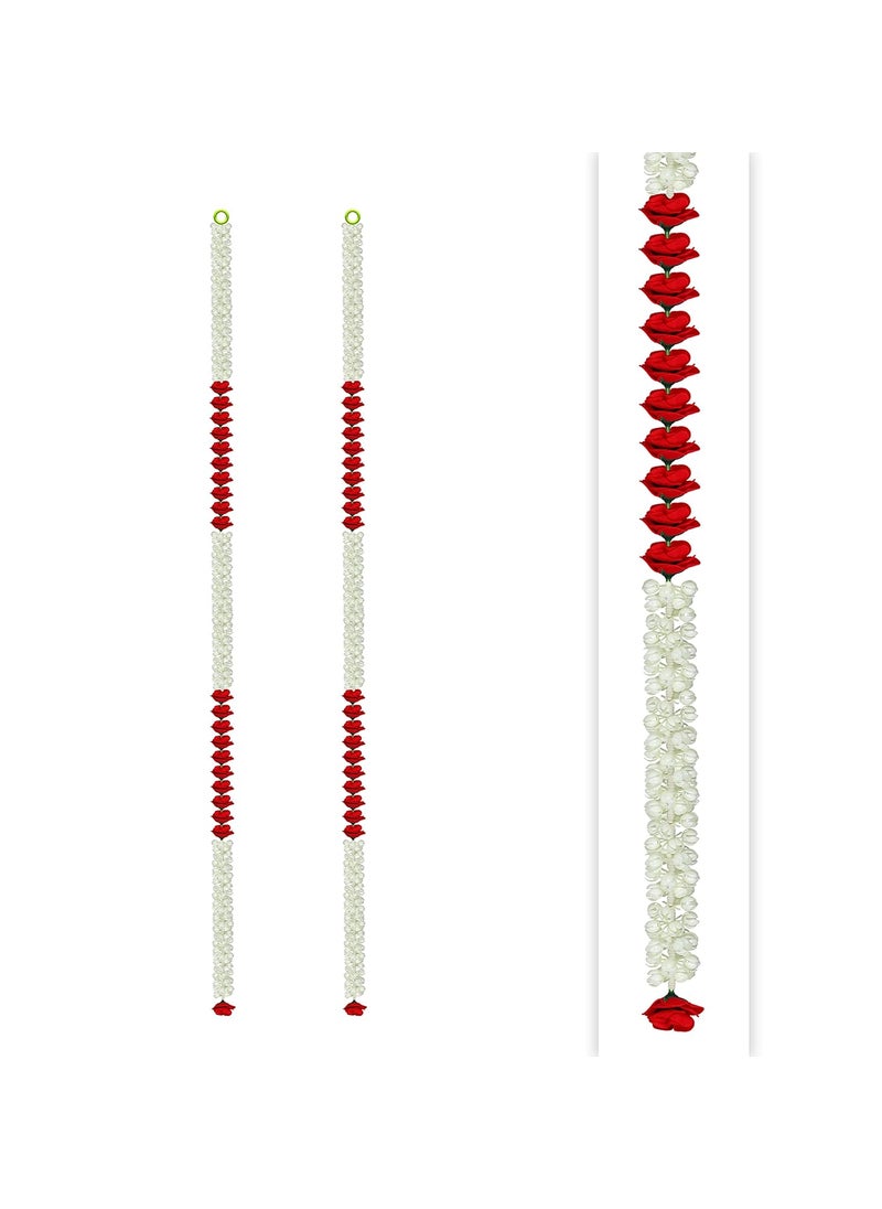 iHandikart iHandikart Decorative Jasmine and Rose Flower Plastic GarlandArtificial Garlands for Decoration Office Home Diwali Decoration Color Red Pack of 2 812012  - Image 1