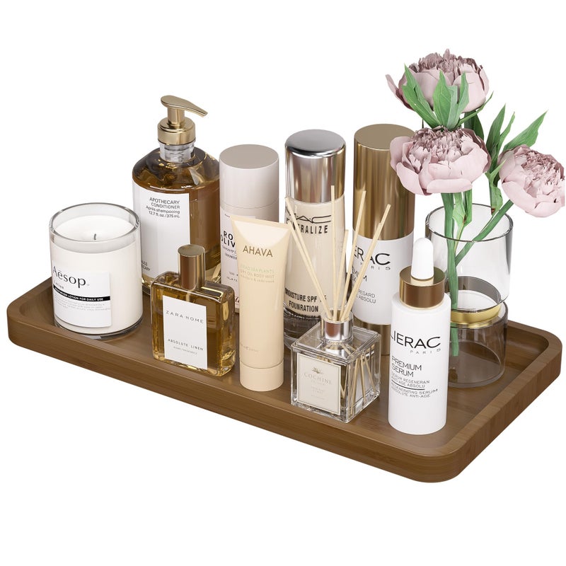 Weenson Bathroom Vanity Tray for Soap Dispenser Perfume Makeup Dresser Jewelry Decor Candle Bamboo Kitchen Tray for Counter Coffee Spice Salt Brown Toilet Tank Tray1181L x 61W x 079H