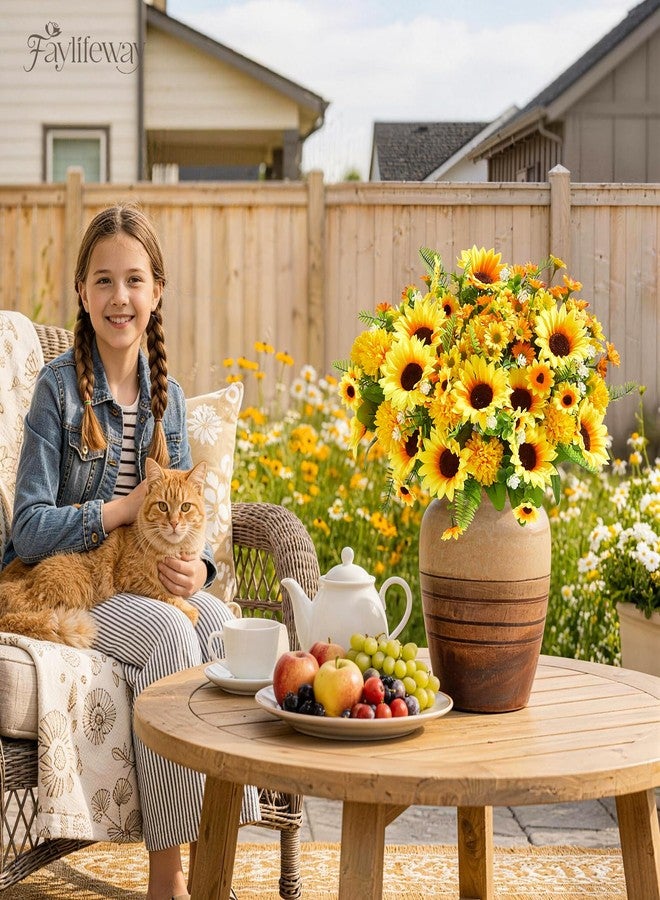 Faylifeway 8 Bundles Artificial Flowers for Outdoors,UV Resistant Faux Sunflowers and Daisies Flowers for Outdoor Planters Front Porch Garden Patio Spring Summer Decoration - Image 5