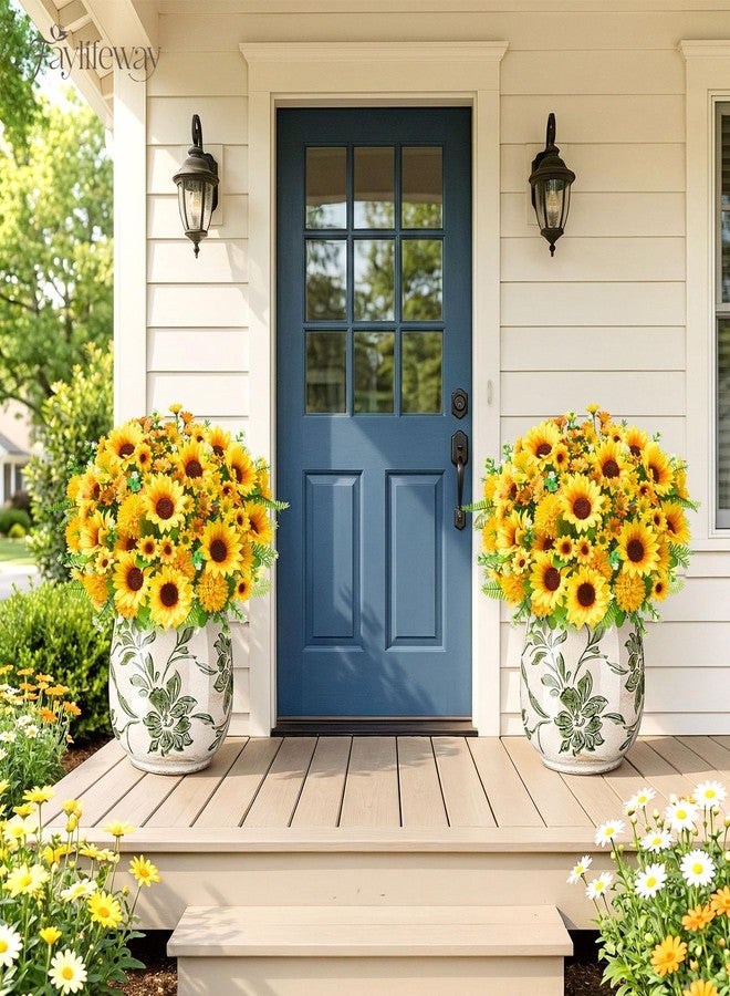Faylifeway 8 Bundles Artificial Flowers for Outdoors,UV Resistant Faux Sunflowers and Daisies Flowers for Outdoor Planters Front Porch Garden Patio Spring Summer Decoration - Image 4