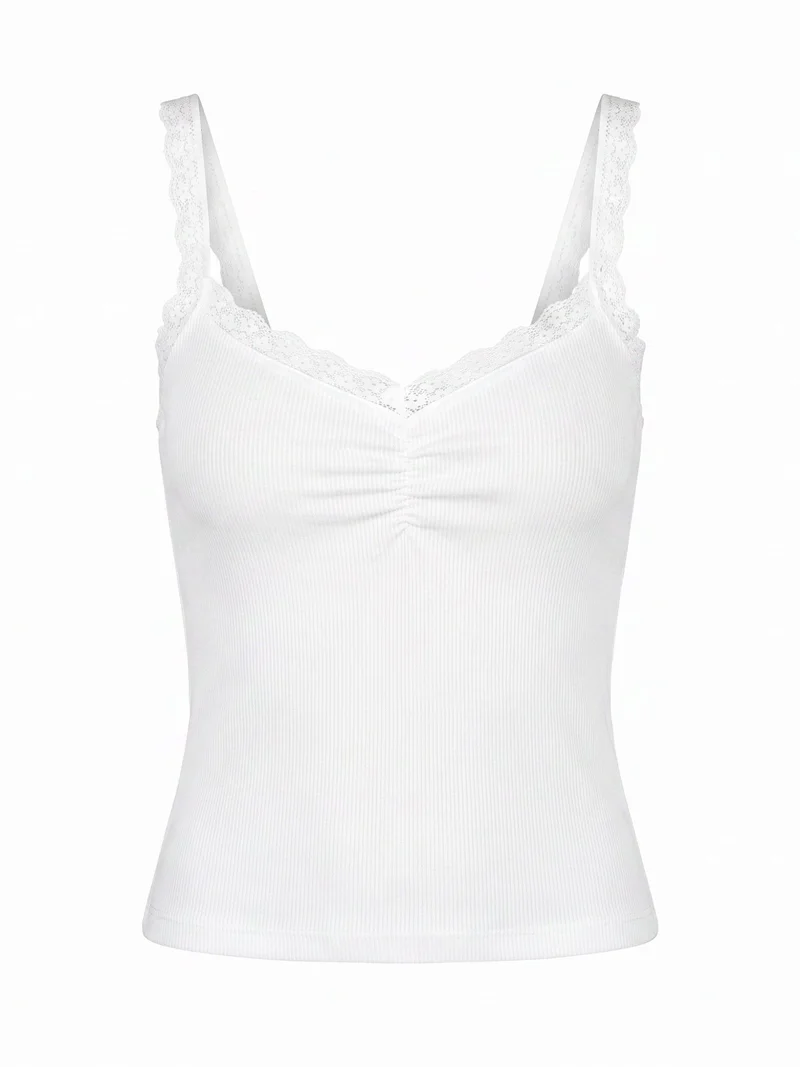 V-Neck Lace Detailed Tank Top