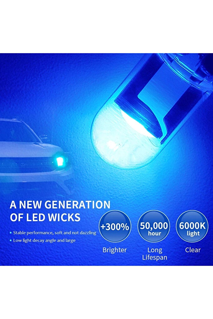 ريحني أضواء سيارة بيضاء جديدة W5W LED من نوع Canbus T10 مصابيح زجاجية COB لقطع الغيار الداخلية 6000K رخصة سيارة بيضاء - Image 3