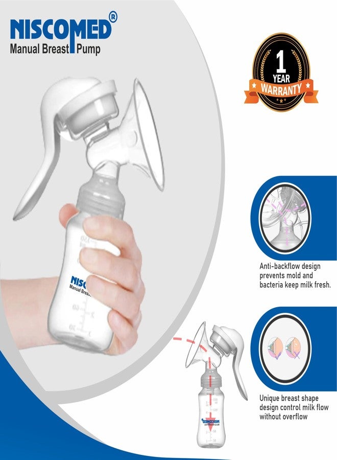 NISCOMED Manual Breast Pump with Soft Silicone Massage Cushion | BPA Free Hand Breast Pump for Women | Breast Milk Pump for Nursing Mothers - Image 3