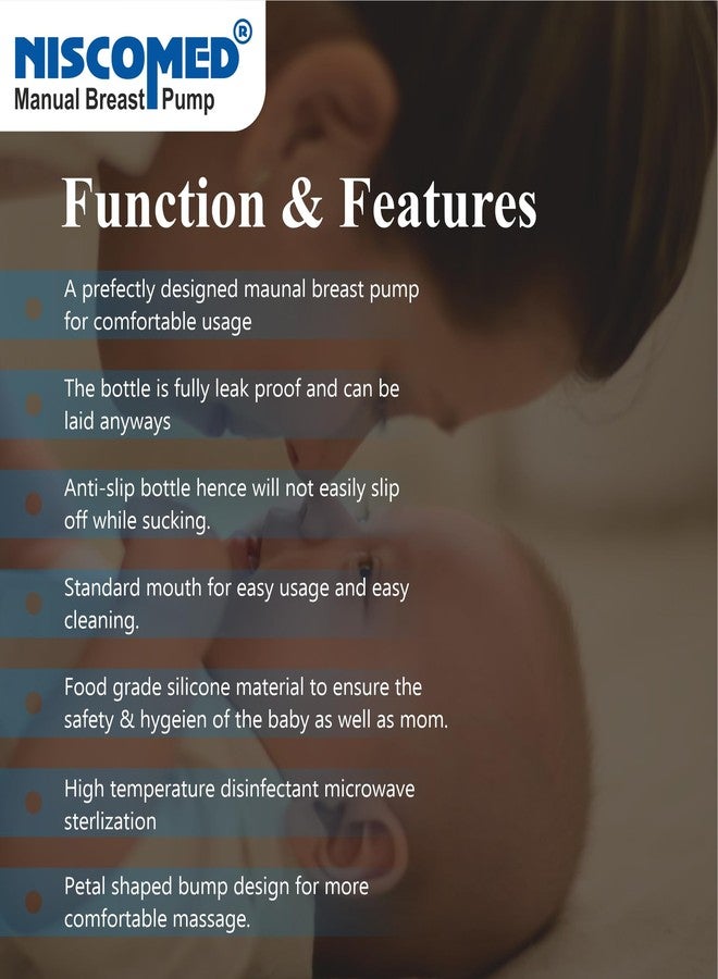 NISCOMED Manual Breast Pump with Soft Silicone Massage Cushion | BPA Free Hand Breast Pump for Women | Breast Milk Pump for Nursing Mothers - Image 4