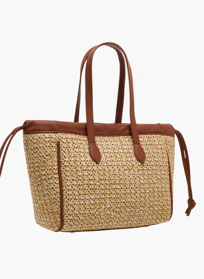 Flora Bella By Shoexpress Textured Tote Bag with Double Handle and Magnetic Button Closure
