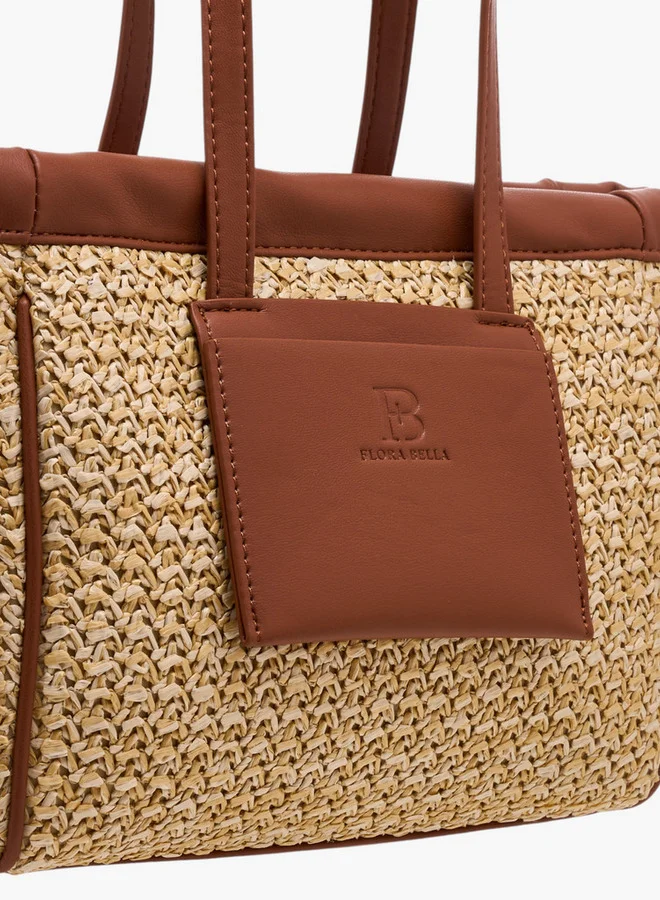 Flora Bella By Shoexpress Textured Tote Bag with Double Handle and Magnetic Button Closure