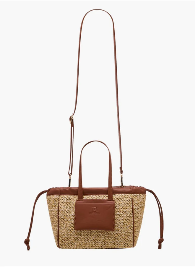 Flora Bella By Shoexpress Textured Tote Bag with Double Handle and Magnetic Button Closure