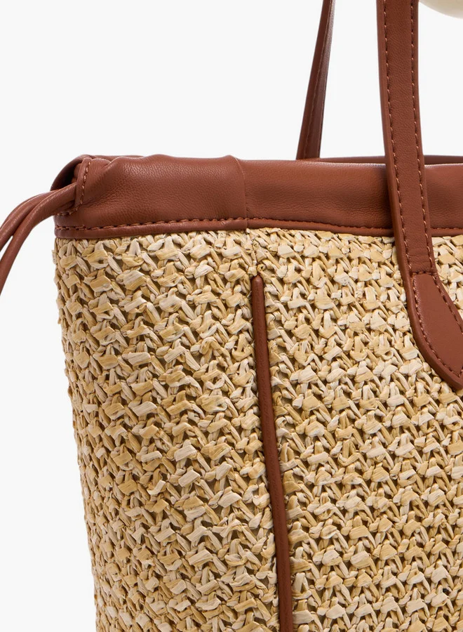 Flora Bella By Shoexpress Textured Tote Bag with Double Handle and Magnetic Button Closure