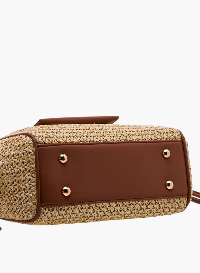 Flora Bella By Shoexpress Textured Tote Bag with Double Handle and Magnetic Button Closure