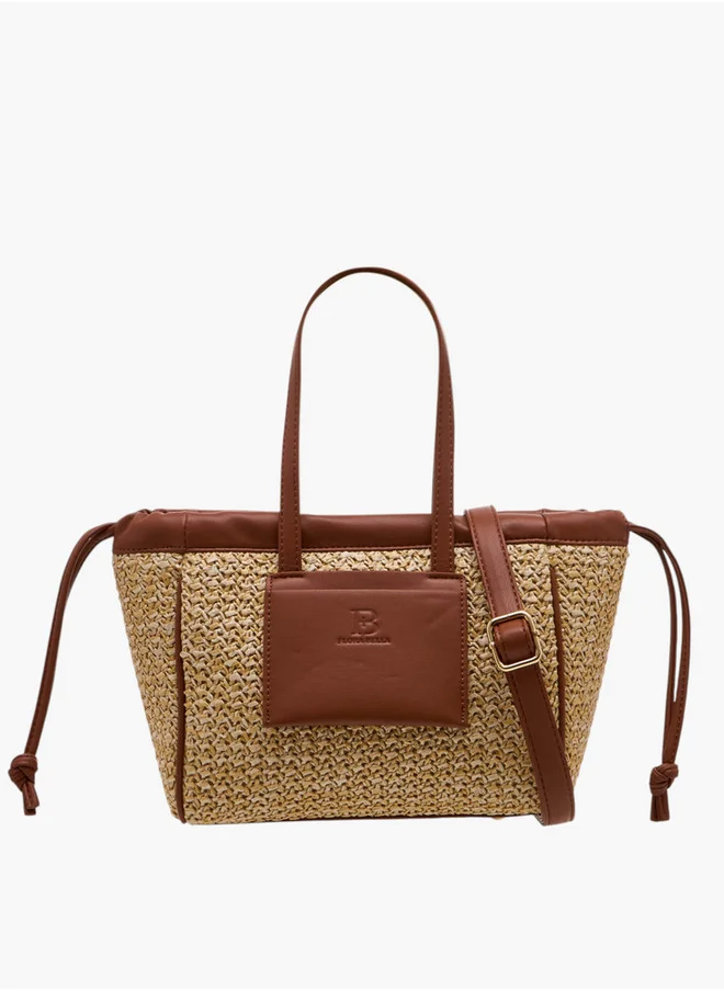 Flora Bella By Shoexpress Textured Tote Bag with Double Handle and Magnetic Button Closure