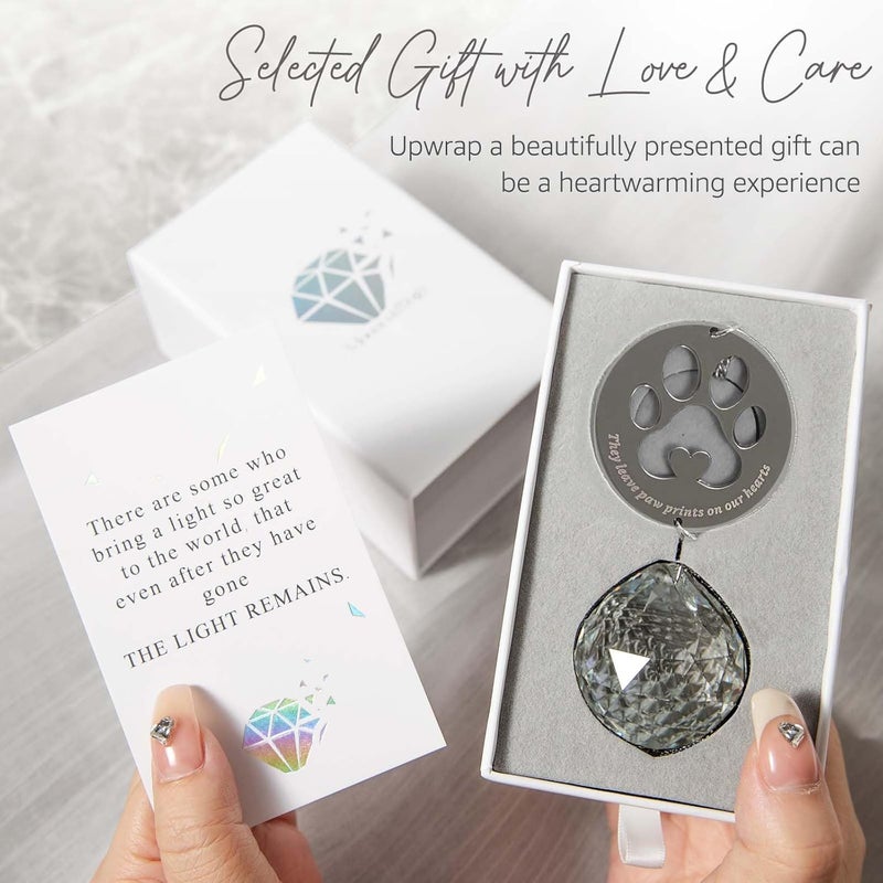 Mooncraftlogy Pet Memorial Gifts, Unique Sympathy Gift Idea Clear Crystal Ball Window Suncatcher, Rainbow Bereavement Grief Gift Box for Loss of Dog Cat Pet (Clear) - Image 3