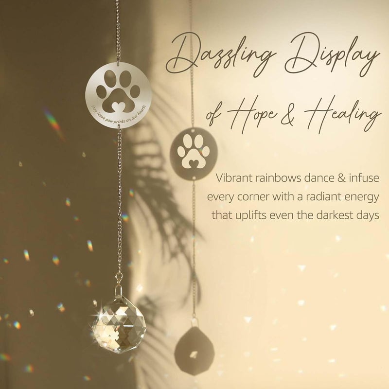 Mooncraftlogy Pet Memorial Gifts, Unique Sympathy Gift Idea Clear Crystal Ball Window Suncatcher, Rainbow Bereavement Grief Gift Box for Loss of Dog Cat Pet (Clear) - Image 4