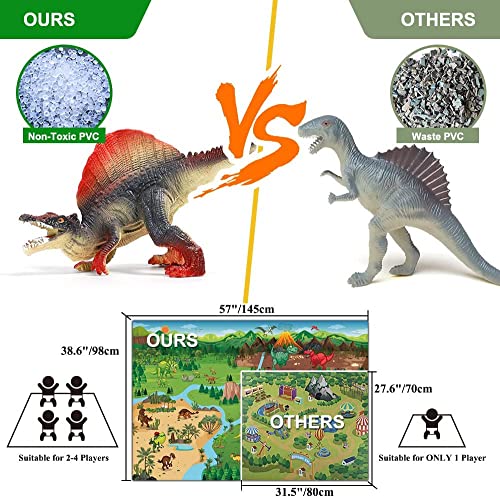 FRUSE Jurassic Dinosaur Toys Figures,12 PCS Realistic Large Dinosaur Figurines with Jumbo Play Mat & Information Dino Book,Educational Dino Figure Playset Cake Topper Decoration for Kids - Image 5