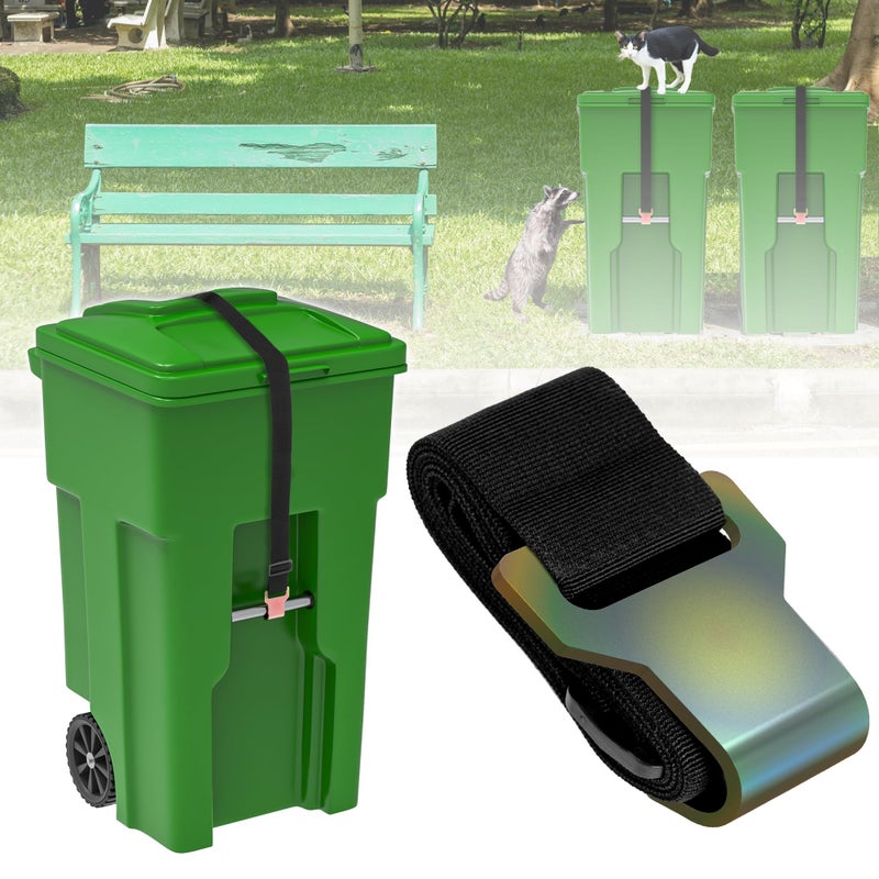 Wuno Shop YYDSDOTA Wuno Shop Trash Can Lid Lock for Raccoons, Bear Proof Garbage Can Locks for Animals, Strong Outdoor Trash Bin Bungee Cord Strap, Locking Trash Can During Strong Winds (Black-1 Pack) - Image 1