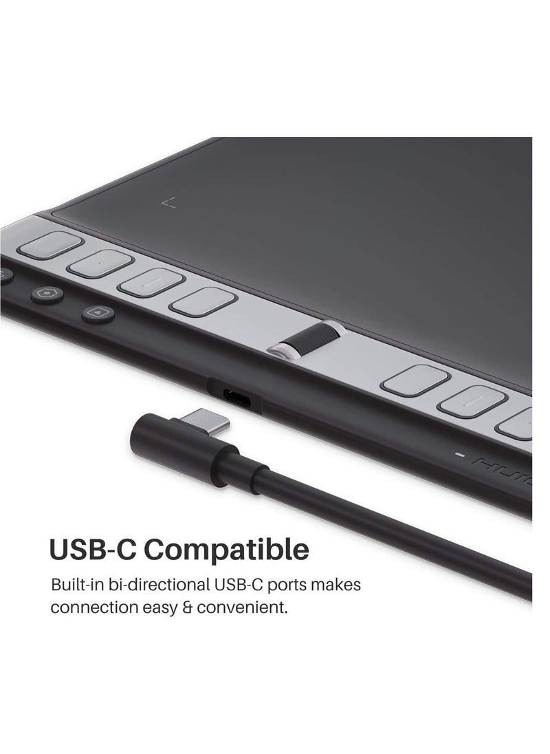 HUION Inspiroy 2 Large Drawing Tablet with Scroll Wheel 3-Set 8 Customized Keys Battery-Free Stylus for Digital Art, Design, Sketch, 10x6inch Graphics Tablet Works with Mac, PC & Mobile, Black  - Image 5
