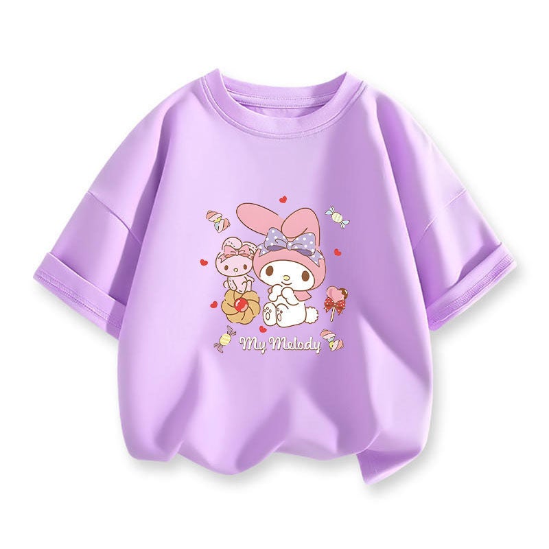 Coolometi Children'S Short-Sleeved Girls' Summer Printed T-Shirt New Children'S Yugui Dog Half-Sleeved Shirt Fashion - Image 1