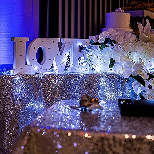 TCBESTO Silver Sequin Tablecloth 120" Round Sparkly Table Cover Glitter Table Overlay for Party Dinner Festival Wedding Exhibition Dessert - Image 2