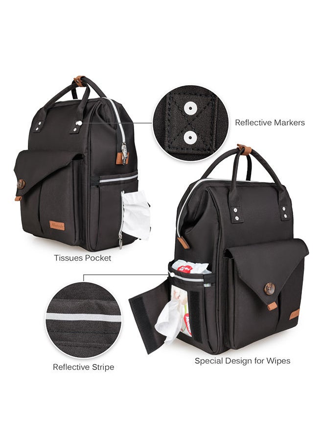 Reversible Look At Me Stroller With T Diaper Bag And Hooks And Changing Pad - Black