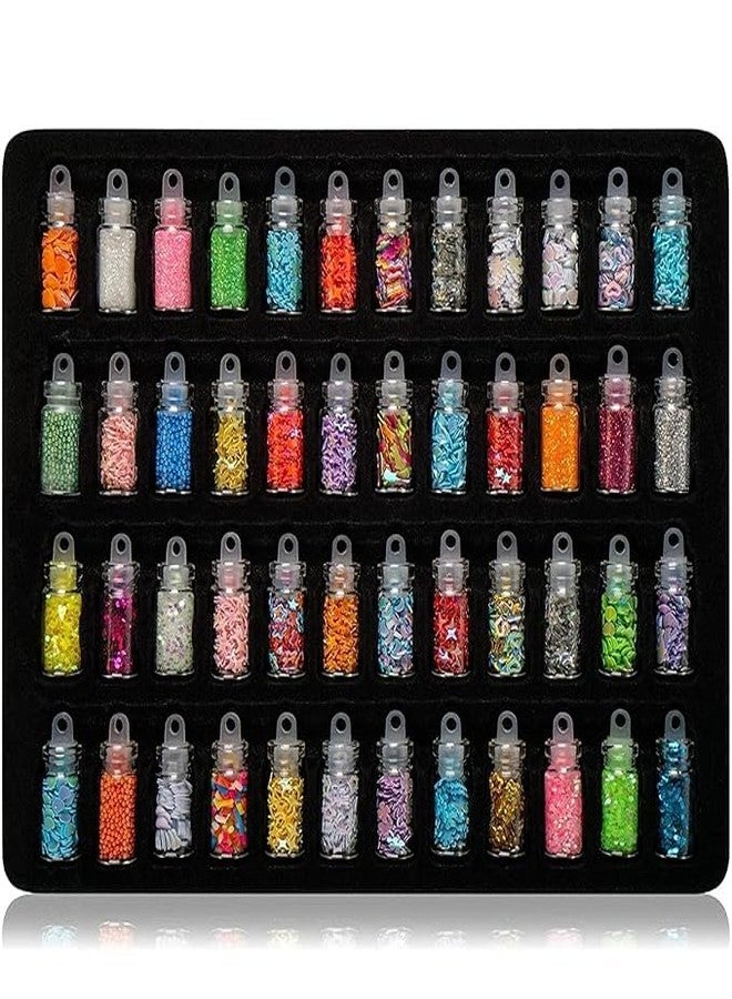 BANIRA Nail Art Combo Kit with 100 Pcs False Nails 48 Bottles of 3D Glitter Powder, Nail Art Charms/Tool Sequins Shimmer Stone kit Gift Box for Girls with Nail Glue - Image 3