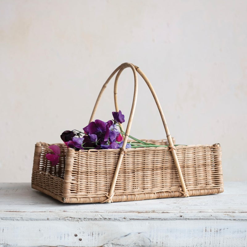 Creative Co-Op Decorative Handwoven Rattan Hanging Basket, Natural - Image 3