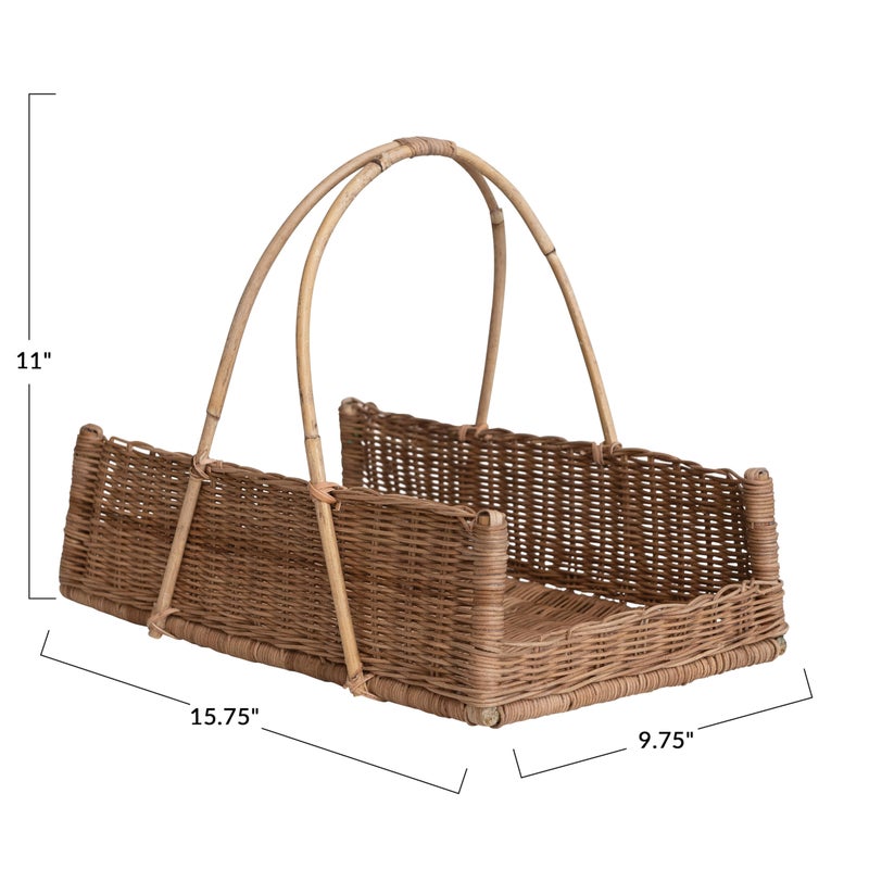 Creative Co-Op Decorative Handwoven Rattan Hanging Basket, Natural - Image 2