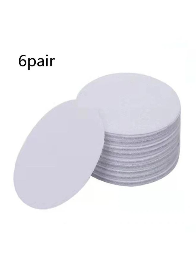 White Self Adhesive Nylon Tape 6 Pairs Round Double Fasteners Strong Glue for Sofa Cushions Carpets - Image 1