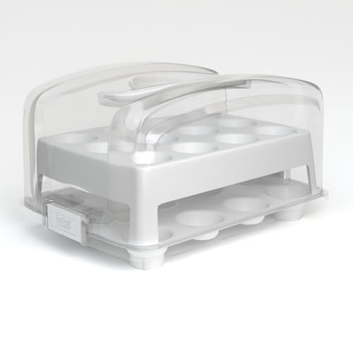 Top Shelf Elements MINI Cupcake Box. NOT For Standard Size Cupcakes. Fashionable White Carrier Holds 24 MINI-Size Cupcakes, Cupcake Traveler, - Image 1