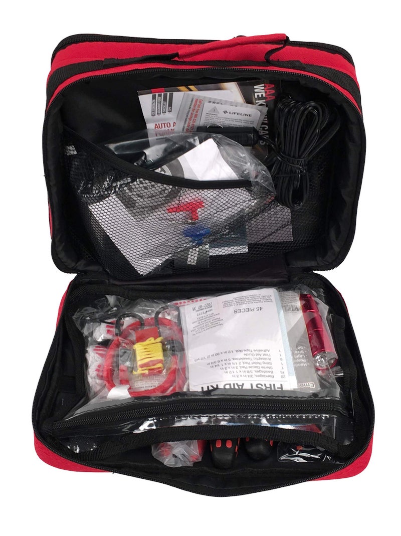 Lifeline 4388AAA Excursion Road, 76-Piece Car Air Compressor, Jumper Cables, Flashlight and First Aid Kit - Image 4