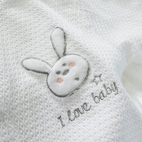 KISBINI 100% Cotton Long Hooded Robes Bathrobe for Kids Children White 8-9T - Image 3
