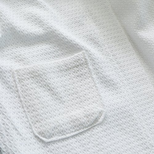 KISBINI 100% Cotton Long Hooded Robes Bathrobe for Kids Children White 8-9T - Image 4