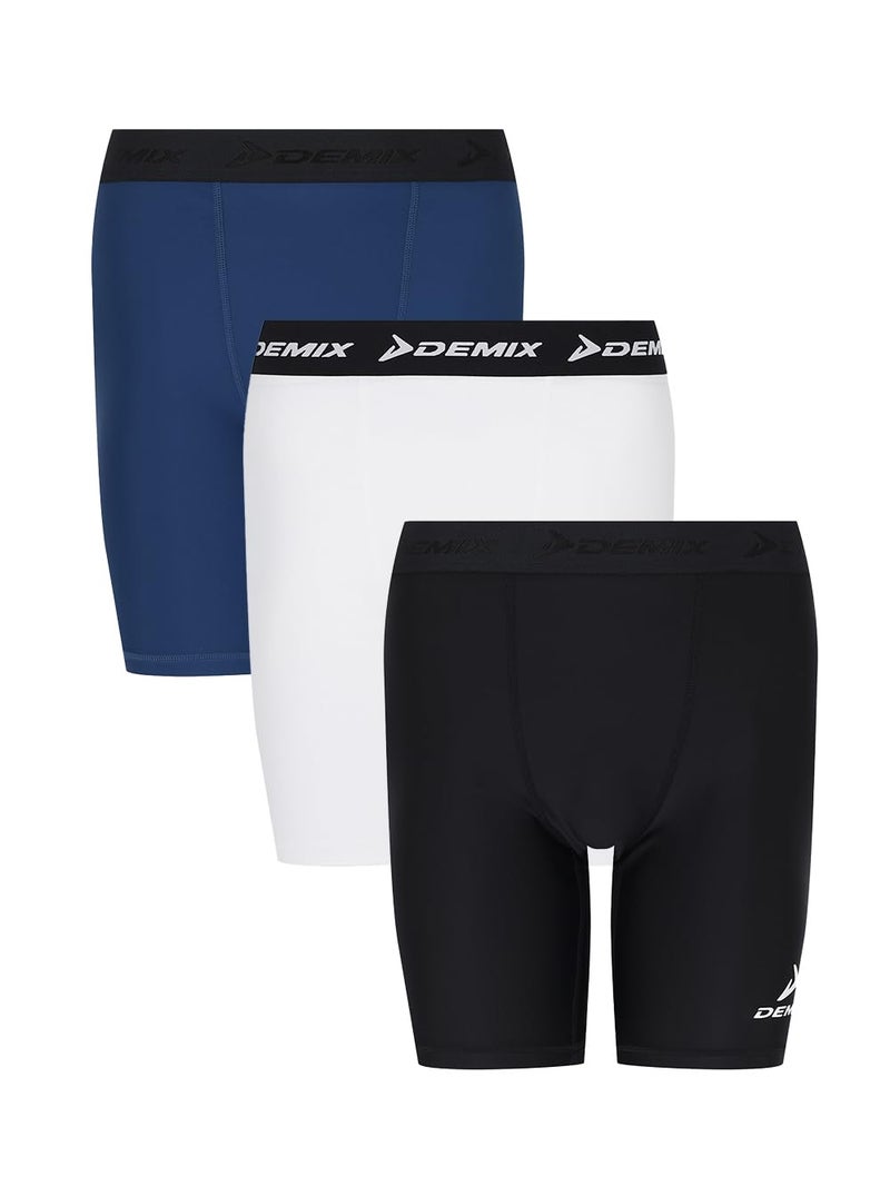 Demix Men's 3-Pack Soccer Compression Shorts – Supportive MOVI-Force Fabric with Flat Seams for Comfortable Intensive Training - Image 1
