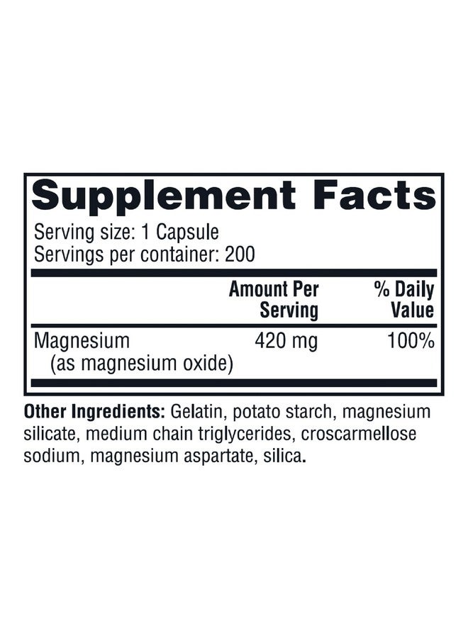 Twinlab Magnesium Caps - High Absorption Magnesium Supplement to Support Leg Cramps Relief - Magnesium Capsules for Stress Relief, 420 mg, 200 Count, 1 Pack - Image 2