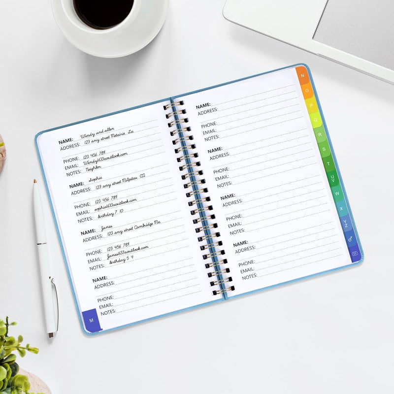 Blugool Address Book with Alphabetical Tabs-Address and Password Book for Seniors - Hardcover Spiral Bound Phone Book- Record Contacts,Website Login Passwords, Special Days -5.7" x 7.7", Blue - Image 4