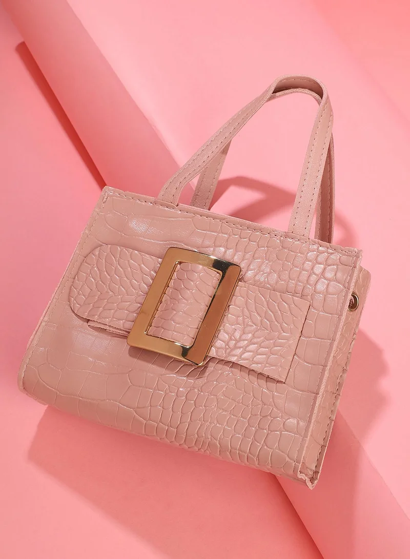 Croc Embossed Buckle Handbag