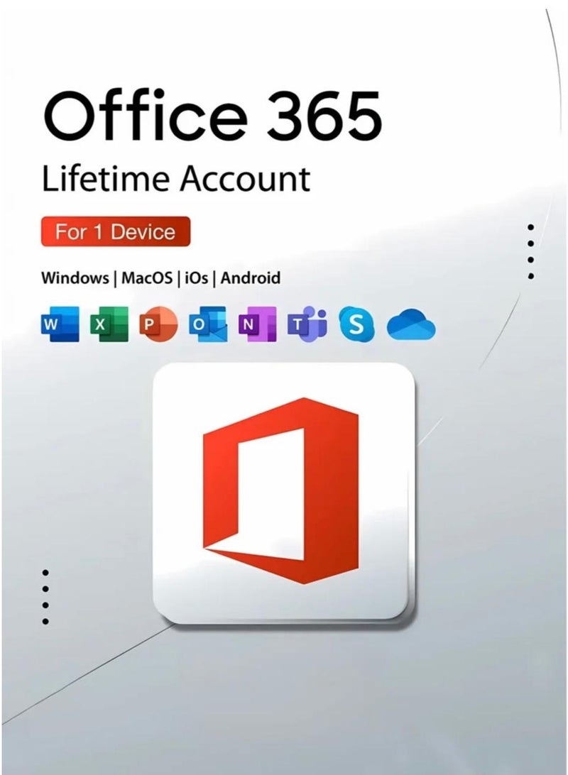 Office 365 - Lifetime Account for 1 Device | Windows, Android, MAC, iOS & Online | Digital License
