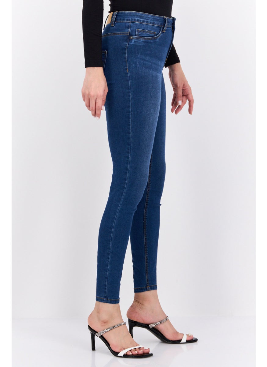 NOISY MAY Women Skinny Fit Mid Rise Stretchable Jeans, Blue  - Image 2