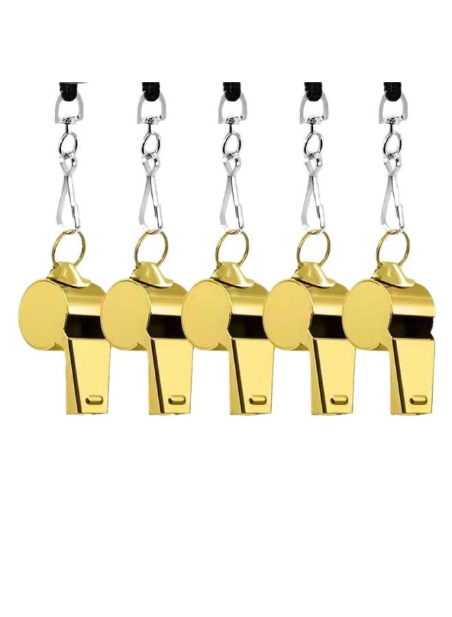 Generic High-quality Stainless Steel Golden Whistle 304 Stainless Steel Whistle Hanging Neck Sports Outdoor Ball Game Special Tweeter Whistle-Color:Gold - Image 5
